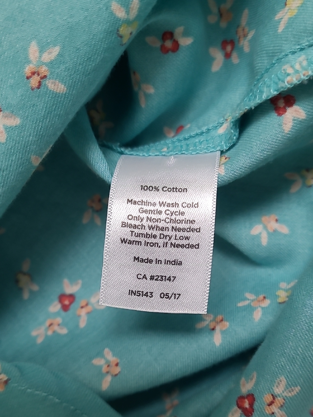 Talbots Turquoise Floral Pop-over Blouse Size SP - Picture 4 of 6